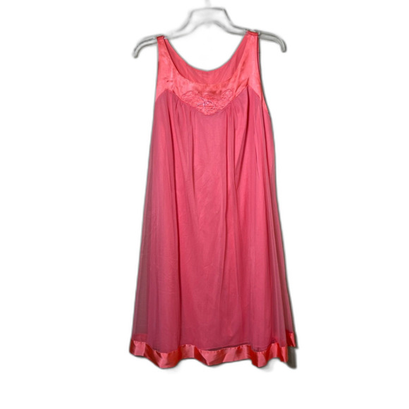 Vtg 1950s Gossard Artemis Bright Pink Peignoir Nightgown & Robe Set Size M READ - Picture 5 of 15
